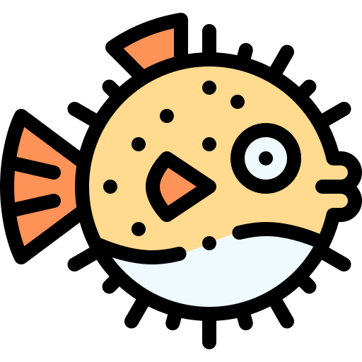 Puffer fish Detailed Rounded Lineal color icon