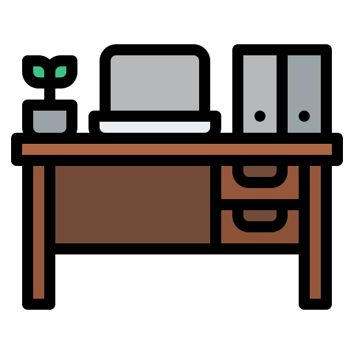 escritorio de oficina Iconixar Lineal Color icono