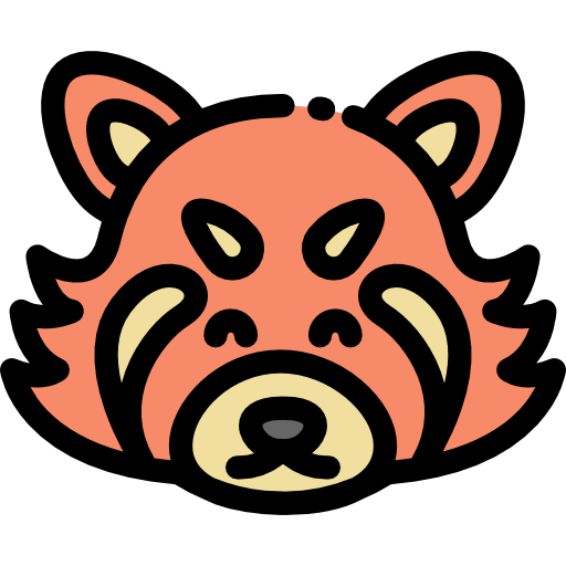Red panda Detailed Rounded Lineal color icon