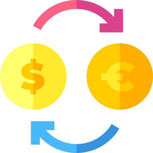 cambio de divisas Basic Straight Flat icono