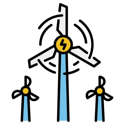 Ветряная турбина Flaticons Lineal Color иконка