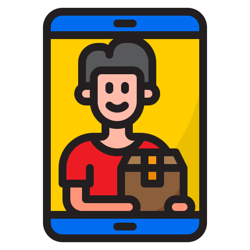 Delivery man srip Lineal Color icon