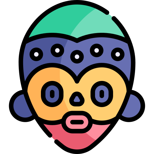 afrykańska maska Kawaii Lineal color ikona