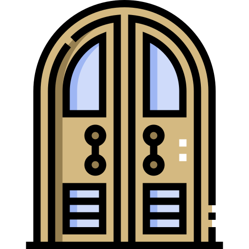 Door Detailed Straight Lineal color icon