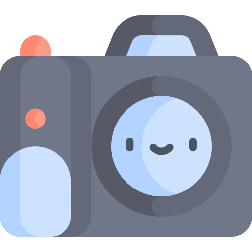 cámara fotográfica Kawaii Flat icono