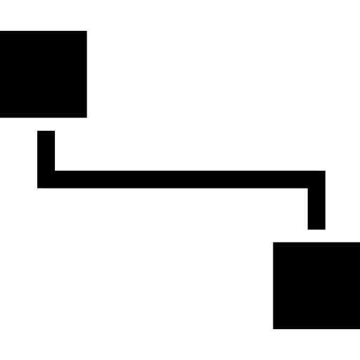 gráfico de dos cuadrados conectados  icono