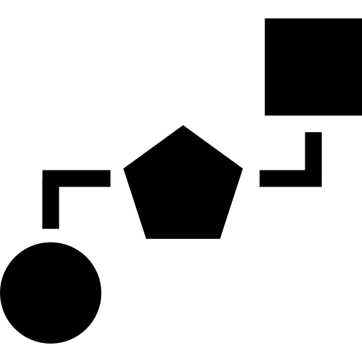 esquema de bloques de tres formas geométricas.  icono