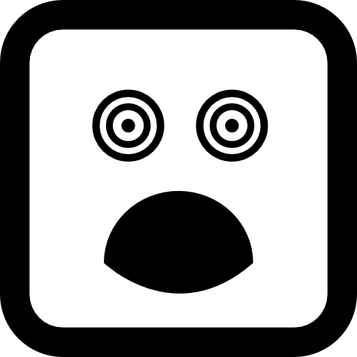 Удивленное квадратное лицо с открытыми глазами и ртом  иконка