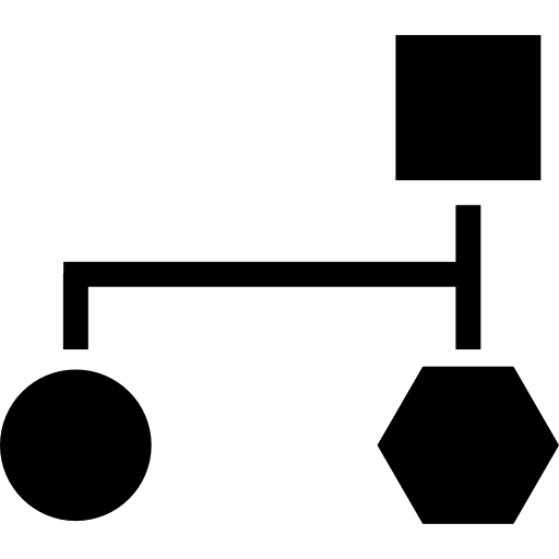 tres bloques de formas geométricas en un gráfico.  icono