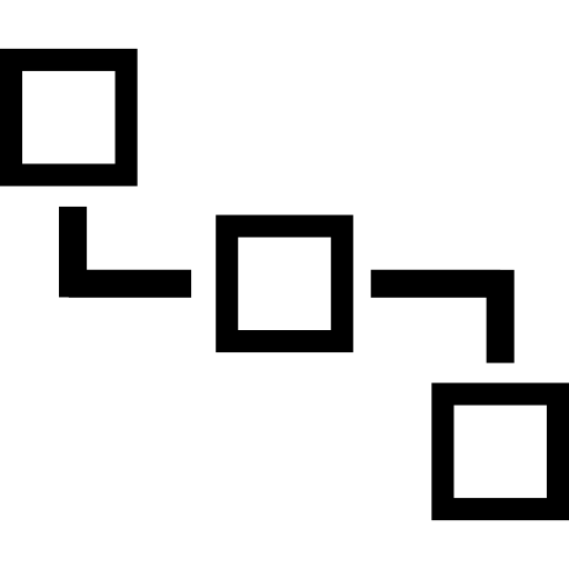 gráfico de tres cuadrados  icono