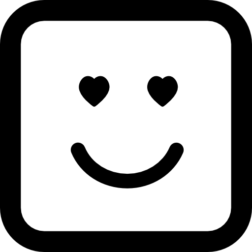 emotikon w miłości twarz z oczami w kształcie serca w zarysie kwadratu  ikona