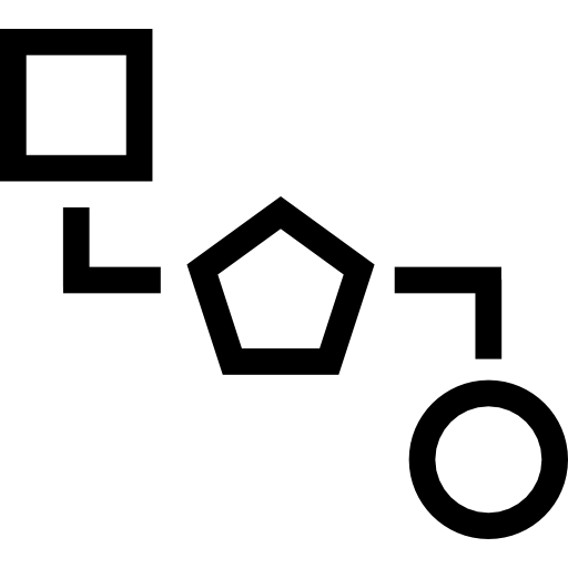 esquema de bloques de tres formas.  icono