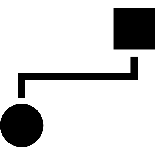 símbolo gráfico de conexión entre un cuadrado y un círculo  icono