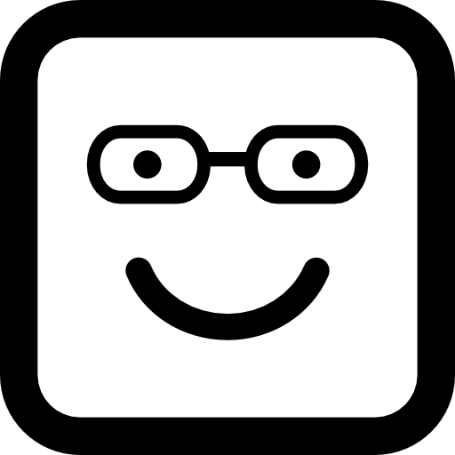 aluno sorrindo rosto quadrado emoticon  Ícone