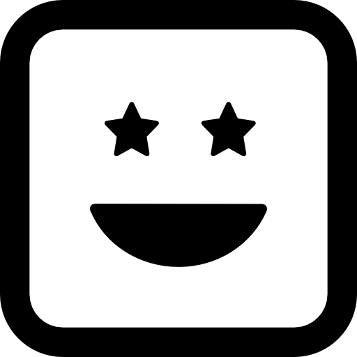 lächelndes glückliches quadratisches emoticongesicht mit augen wie sterne  icon