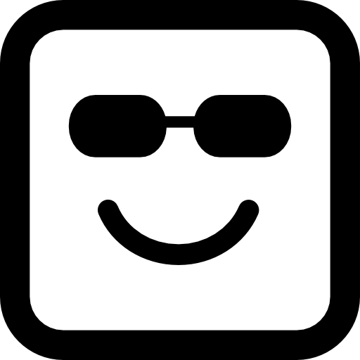 Счастливый улыбающийся смайлик квадратное лицо с очками  иконка