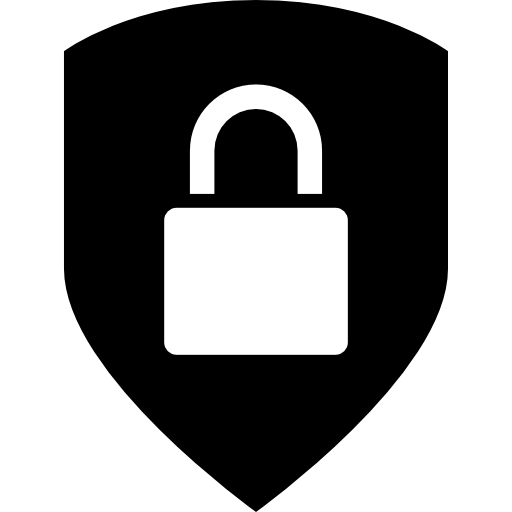 Символ интерфейса безопасности запертого замка в щите  иконка