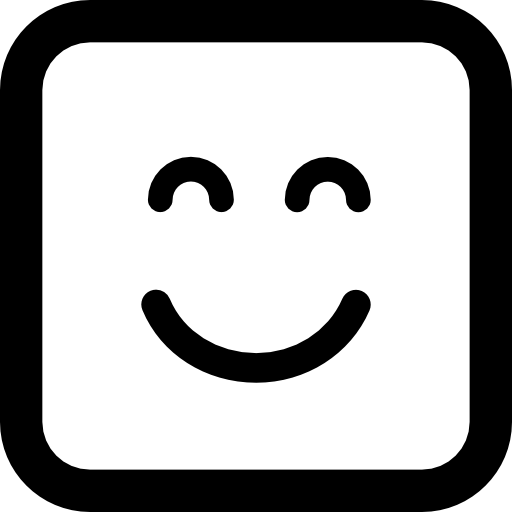 Смайлик квадратное улыбающееся лицо с закрытыми глазами  иконка