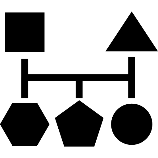 schema a blocchi di cinque forme geometriche nere di base  icona