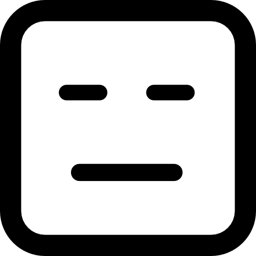 emoticon vierkant gezicht met gesloten ogen en mond van rechte lijnen  icoon