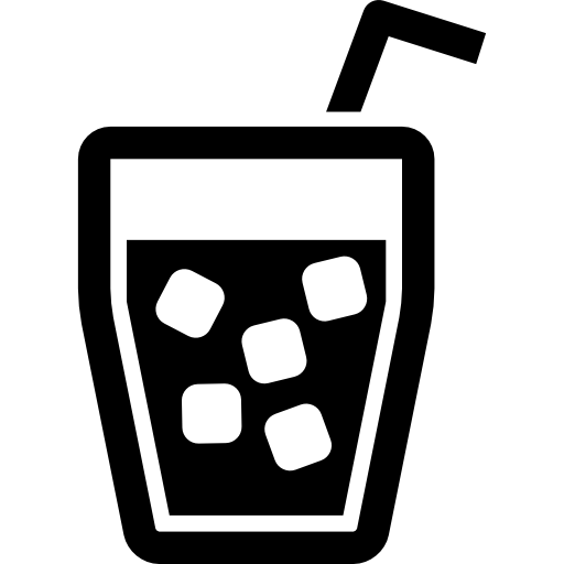 Пить стакан с кубиками льда и соломинкой  иконка