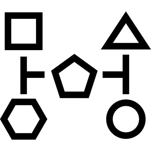 grafico di cinque forme geometriche  icona