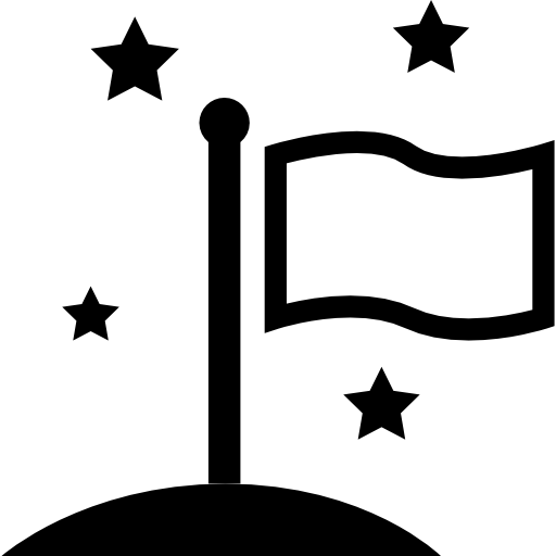 vlag omtrek op een paal met sterren eromheen  icoon
