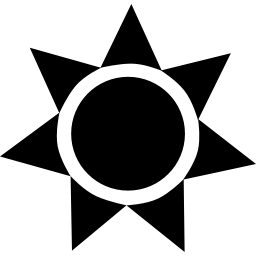 słońce czarny kształt koła z trójkątami  ikona