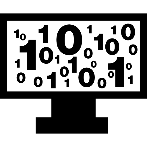 Binary code numbers on monitor screen  icon
