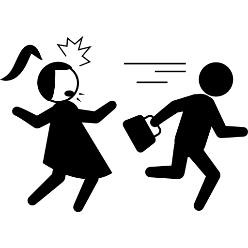 Criminal running with stolen woman bag  icon