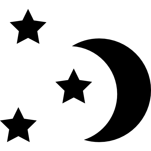 luna nocturna y formas de estrellas.  icono