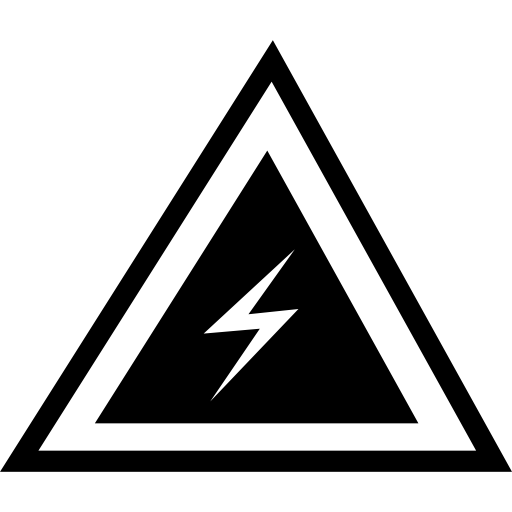 Треугольный символ опасности со знаком болта внутри  иконка