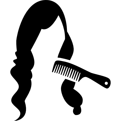 grzebień na długich ciemnych kobiecych włosach  ikona