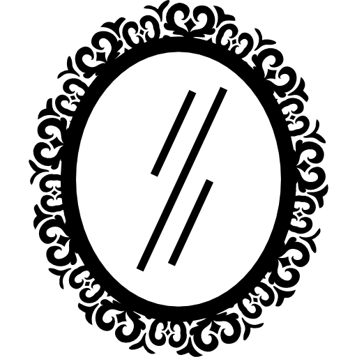 espelho oval de cabeleireiro com borda ornamental  Ícone