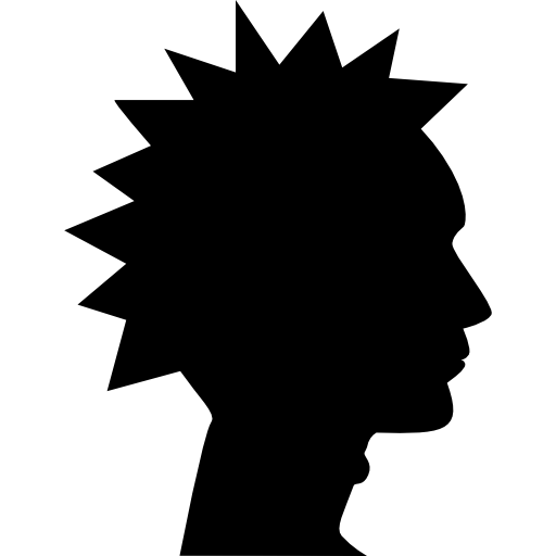 siluetta di vista laterale della testa maschile punk  icona