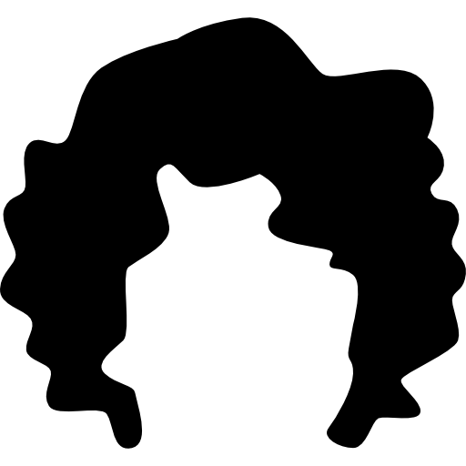 Curled short black hair shape  icon