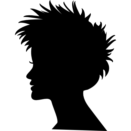 Woman head with short hair silhouette  icon