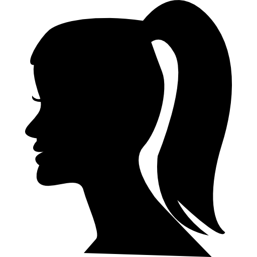 testa femminile con coda di cavallo  icona