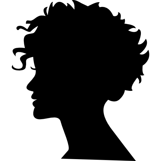 sylwetka głowy kobiety z krótkimi włosami  ikona