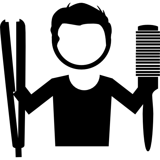 Парикмахер с инструментами для волос в руках  иконка