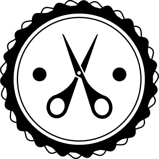 tijeras en una insignia de peluquería  icono
