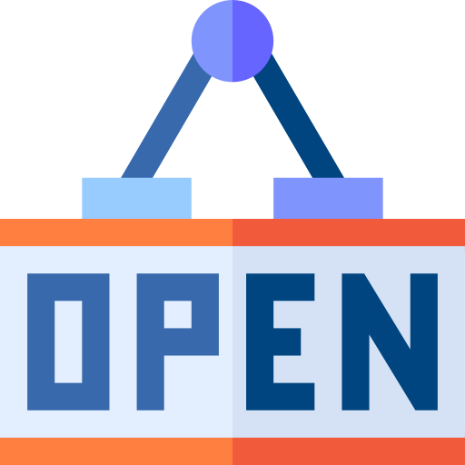 Open sign Basic Straight Flat icon