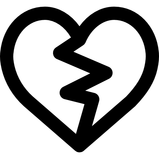 Broken heart Basic Black Outline icon