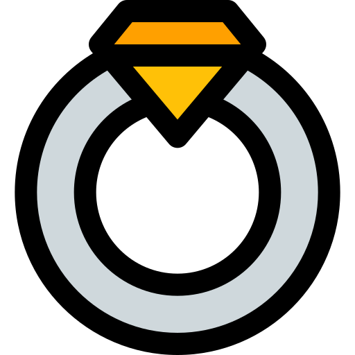 anillo de diamantes Pixel Perfect Lineal Color icono