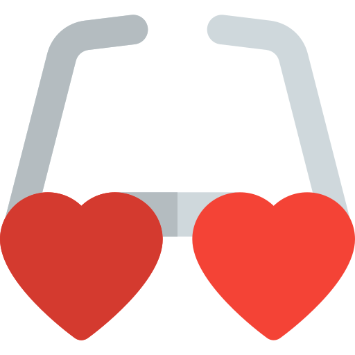 gafas de corazón Pixel Perfect Flat icono