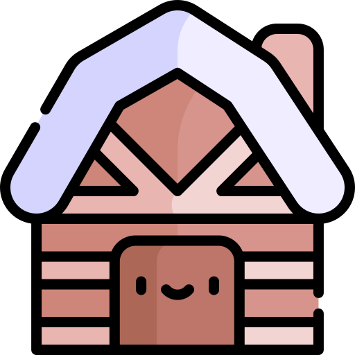 casa de madera Kawaii Lineal color icono