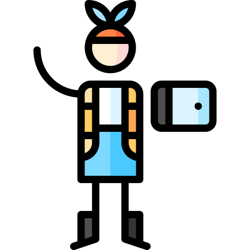 Tablet Puppet Characters Lineal Color icon