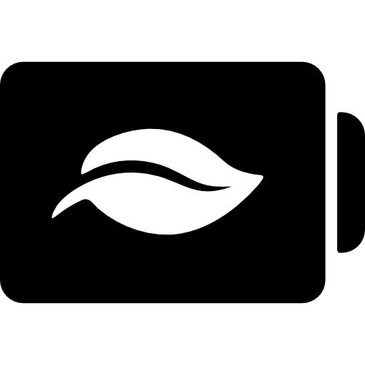 symbol stanu baterii z liściem  ikona