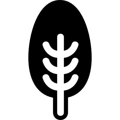 albero di forma simmetrica con fogliame ovale  icona