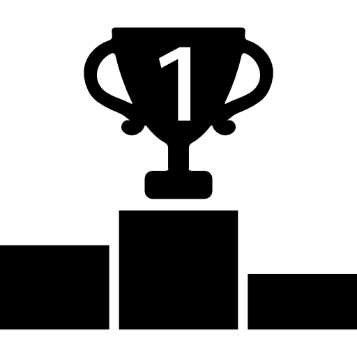 pódio de jogos com troféu de número um  Ícone